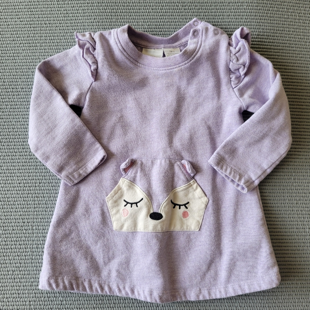 👶🏼 4/$10 12-18 Month Longsleeve Sweatshirt Purple Lavendar Fox Ruffle Sleeve